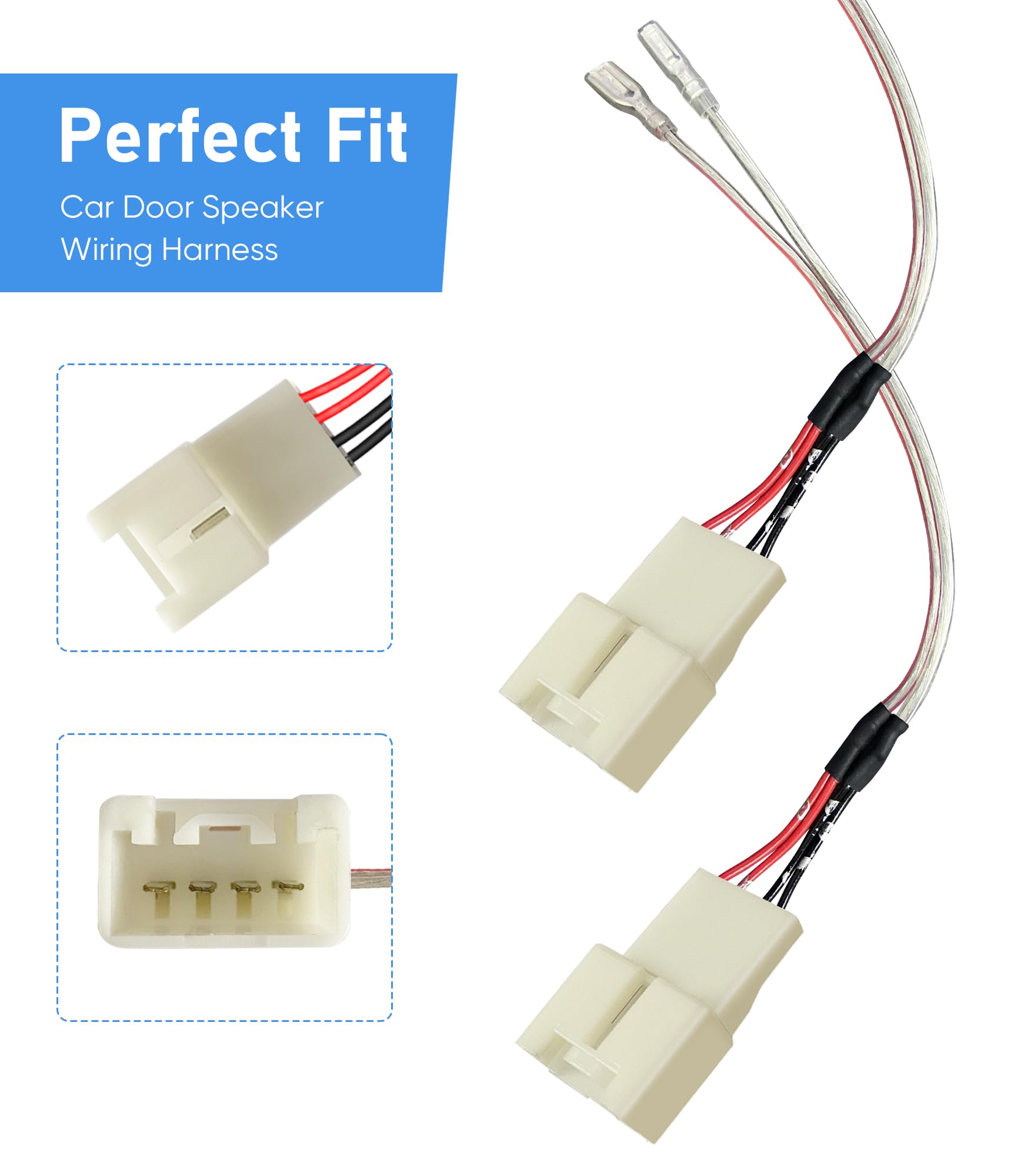 Car Door Speaker Wiring Harness Replacement For 2011 2021 Ford F150 Escape Focus Mustang Mazda 2 3 6 Cx5 Lincon Aftermarket Speaker Wire Adapter Connector Plug, 4Pcs