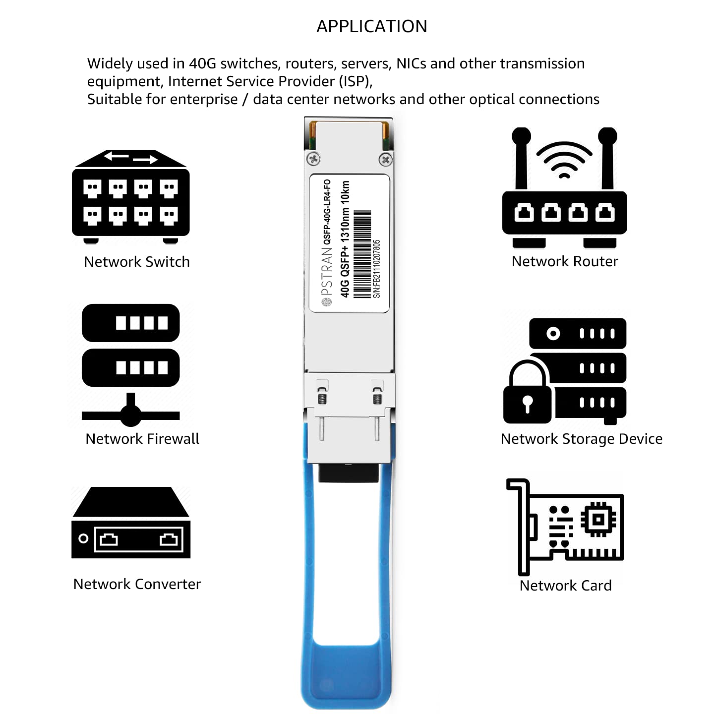 Opstran 40Gbase-Lr4 Qsfp+ Optical Transceiver Module Compatible For Fortinet Fg-Tran-Qsfp+Lr 40G Qsfp+ Lr4 1310Nm 10Km/20Km Ddm