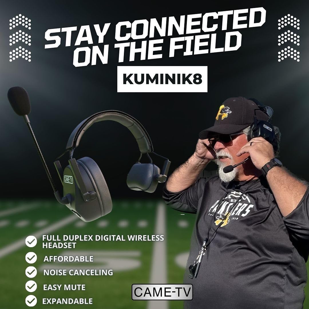 Came Tv Kuminik8 Wireless Intercom Headset System Noise Cancellation Full Duplex 4 Person 1500Ft Team Communication With Hardcas