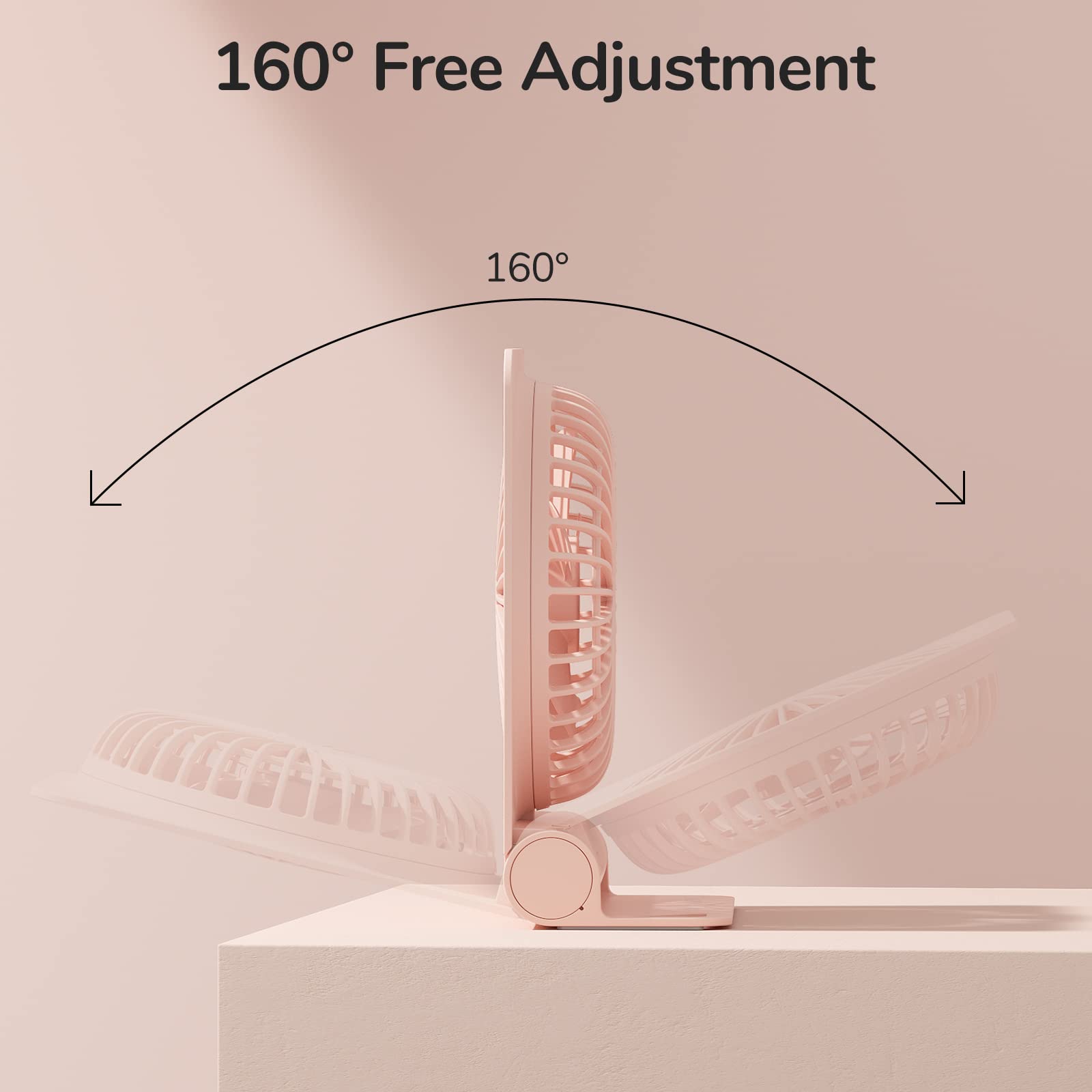 Jisulife Small Desk Fan, Portable Usb Rechargeable Fan, 160 Tilt Folding Personal Mini Fan With 2000Mah Battery, Strong Wind, Ul