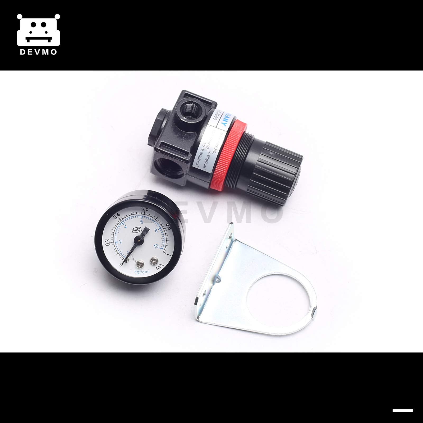 Devmo Air Control Compressor Pressure Gauge Relief Regulating Regulator Valve Ar2000 Aluminum Alloy With Gauge