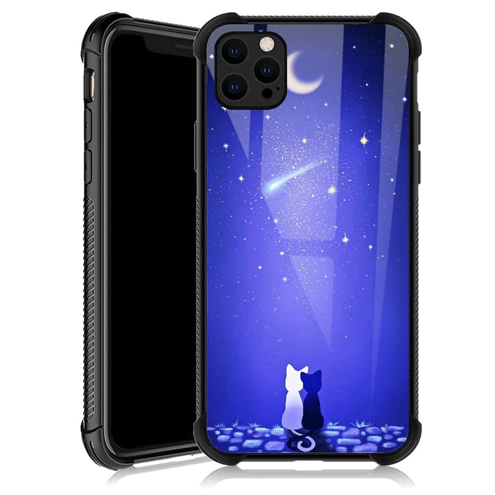 Zhegailian Iphone 13 Mini Case,Blue Moon Cat Iphone 13 Mini Cases For Girls,Reinforced Corners Soft Tpu Bumper Shockproof Cool B
