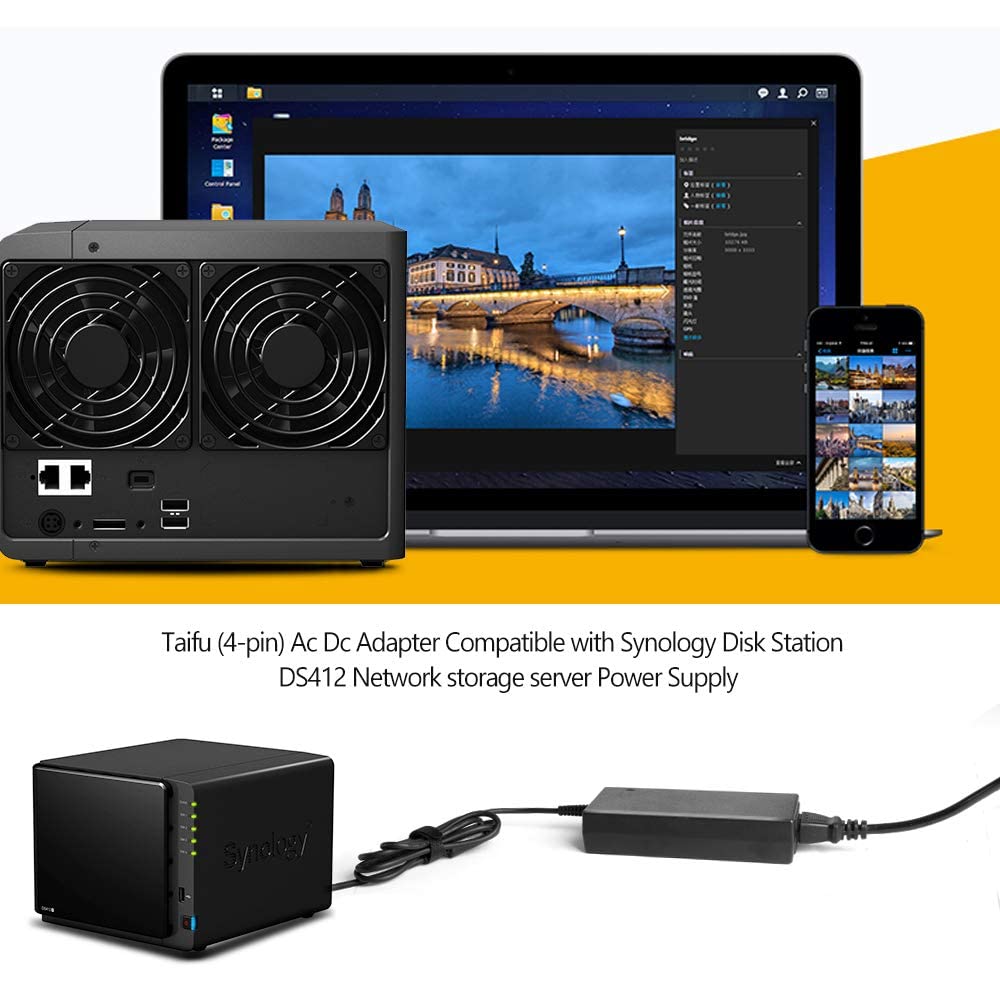 Taifu 4 Pin 12V 8.33A   9A Power Adapter For Synology Disk Station 4 Bay Ds410 Ds410J Ds411 Ds411J Ds412 Ds412 + Ds416 Ds418 Ds918+ Ds923+ Diskstation Network Storage Nas Server 12V Dc Power Supply