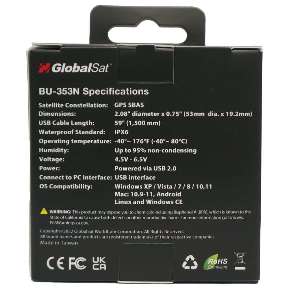Globalsat Bu 353N Usb Gps Receiver, Black