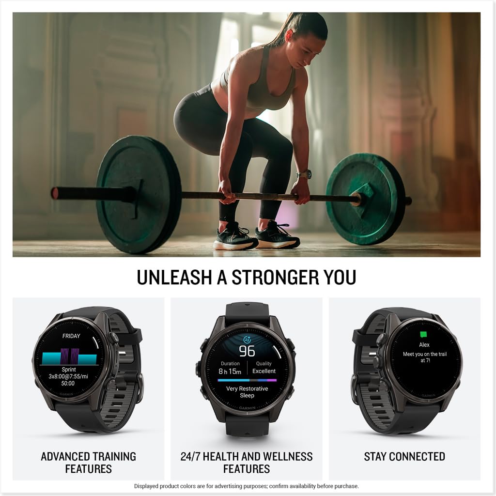 Garmin Fenix 8 - 43Mm, Amoled, Sapphire, Premium Multisport Gps Smartwatch, Long-Lasting Battery Life, Dive-Rated, Built-In Led