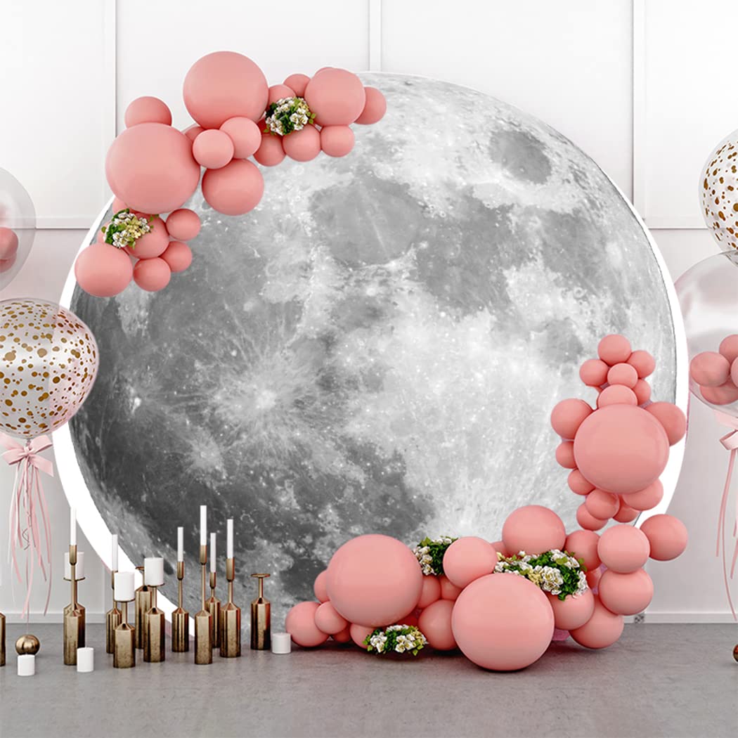 Dorcev Diameter 6Ft Outer Space Round Backdrop Cover Universe Moon Surface Mysterious Fantasy Cosmic Planet Photography Backgrou