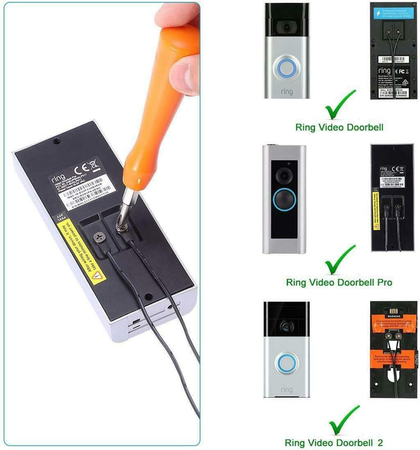 Ousaly 24 Volt 500Ma Transformer C Wire Adapter Doorbell Transformer Competible With 16 24Volt All Versions Of Ring Doorbell And