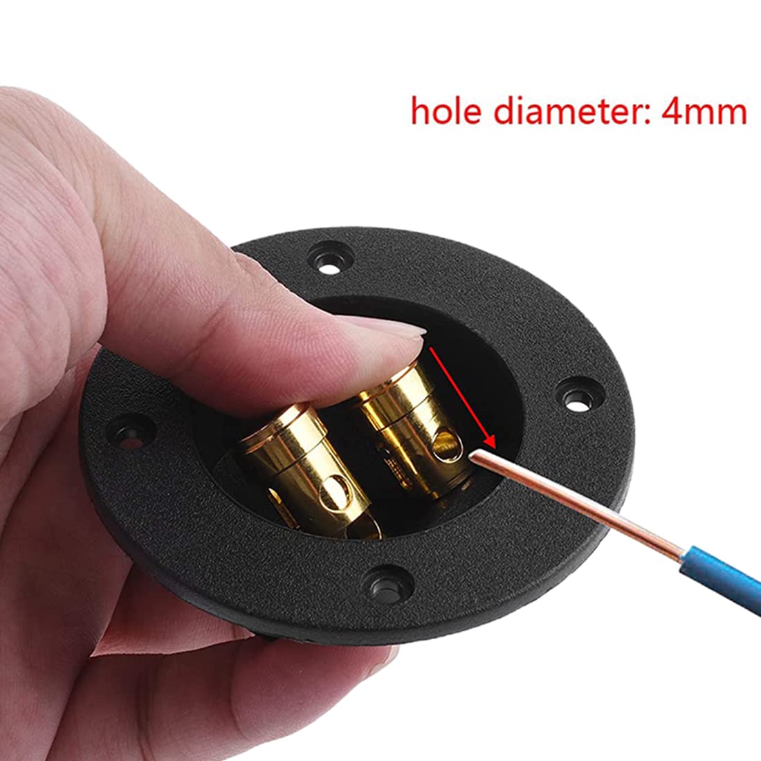 Bluecell 1 Pair 3 Inch Double Binding Round Gold Plate Push Spring Loaded Jacks Speaker Box Terminal Cup