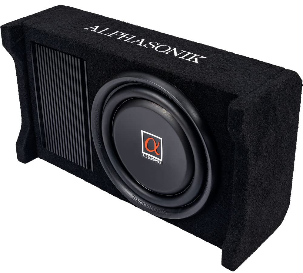 Alphasonik AS120A 12' 1500 Watts with a Built-in Amplifier Down-Firing Shallow Mount Enclosed for Tight Spaces in Cars and Trucks, Slim Thin Loaded Subwoofer Air Tight Sealed Bass Enclosure