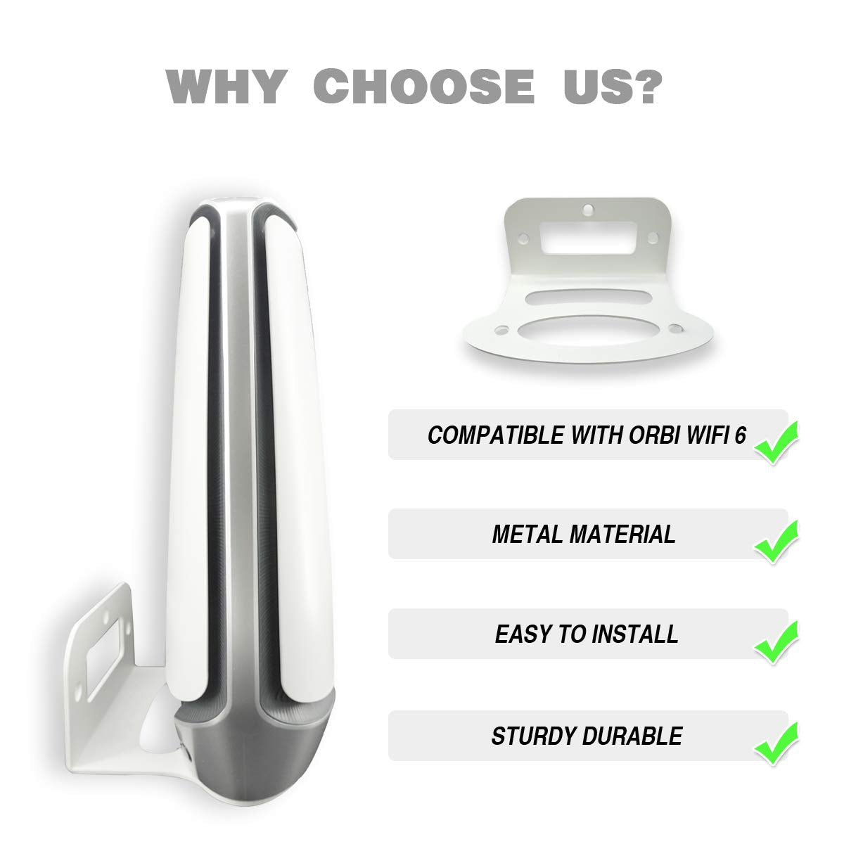 Orbi Wifi 6 Wall Mount, Sturdy Metal Made Stand Holder Bracket Compatible With Orbi Mesh Wifi 6 System Rbk852 Rbk853 Rbs750 Rbk7