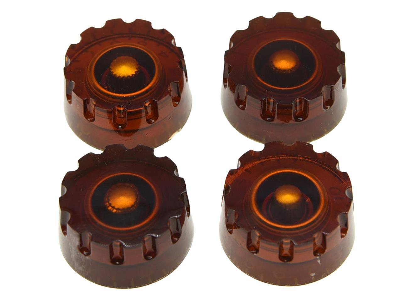 Dopro Set of 4 Amber Knurled Metric LP Guitar Speed Dial Knobs Control Knobs for Epi Les Paul/Import Guitar Bass w/Coarse 5.8mm 