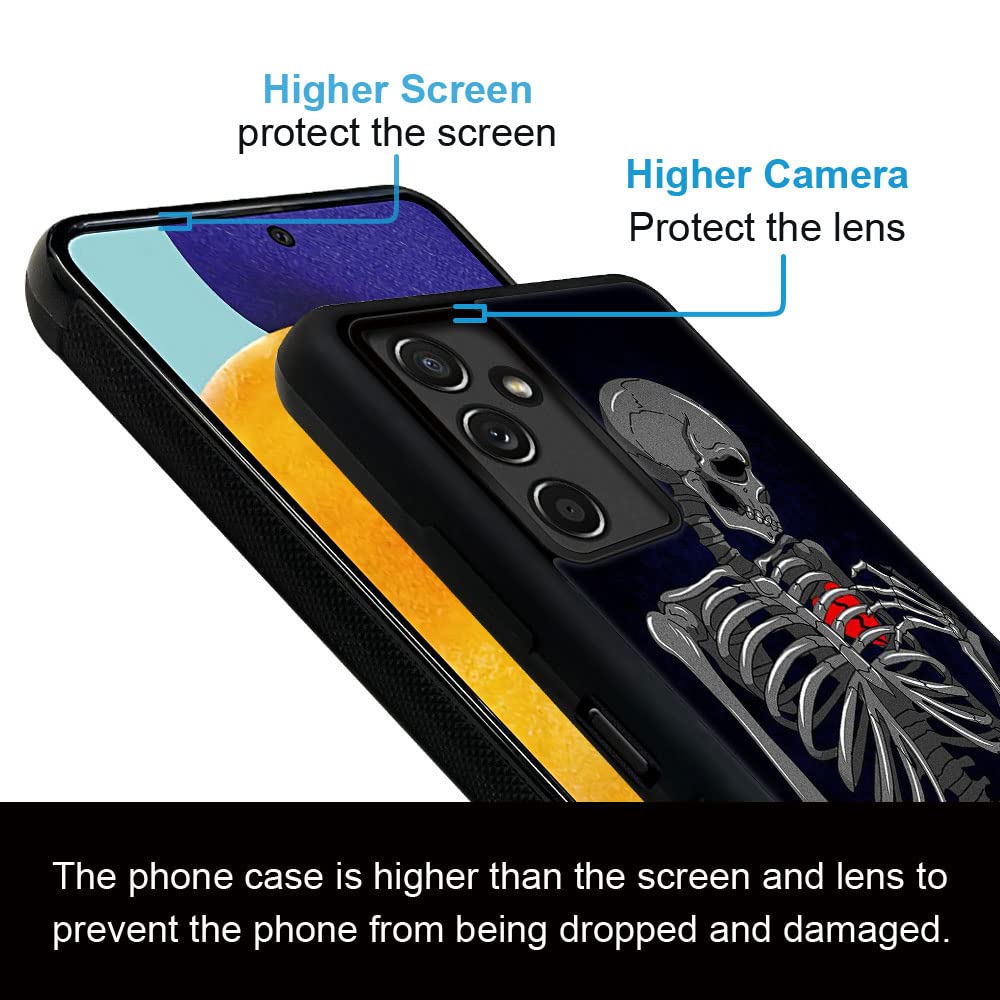 ZHEGAILIAN Samsung Galaxy A14 5G Phone Case, Silicone TPU & Acrylic, Brake Heart Skeleton Pattern