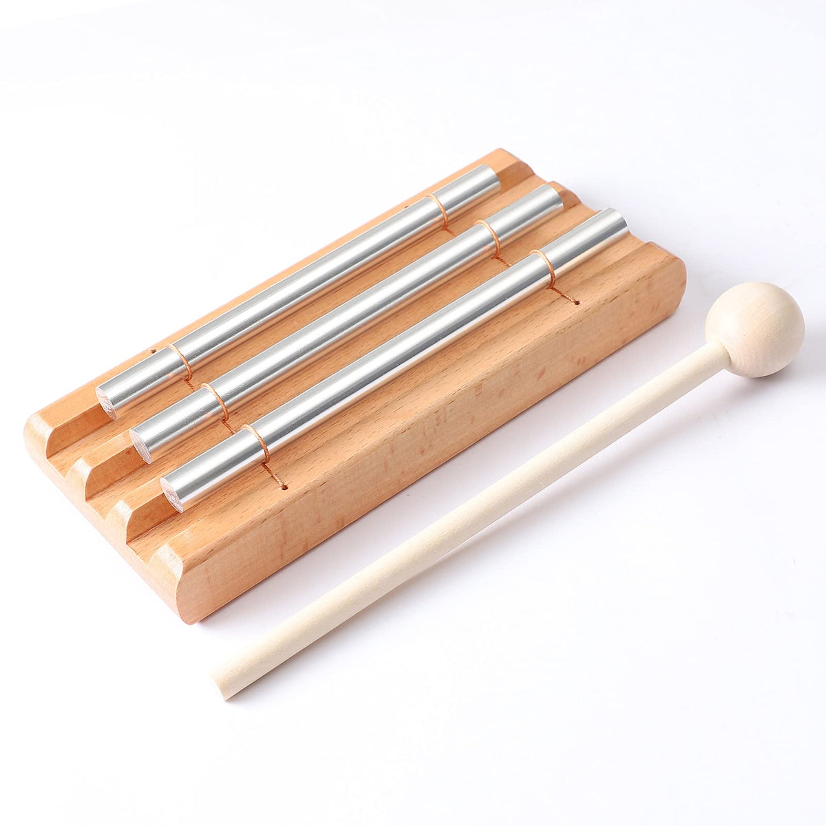 Musfunny Energy Chime Hand Bell Trio 3 Tone Percussion Teacher Tools Reminder Tuned Energy Chimes Music Instrument With Mallet F