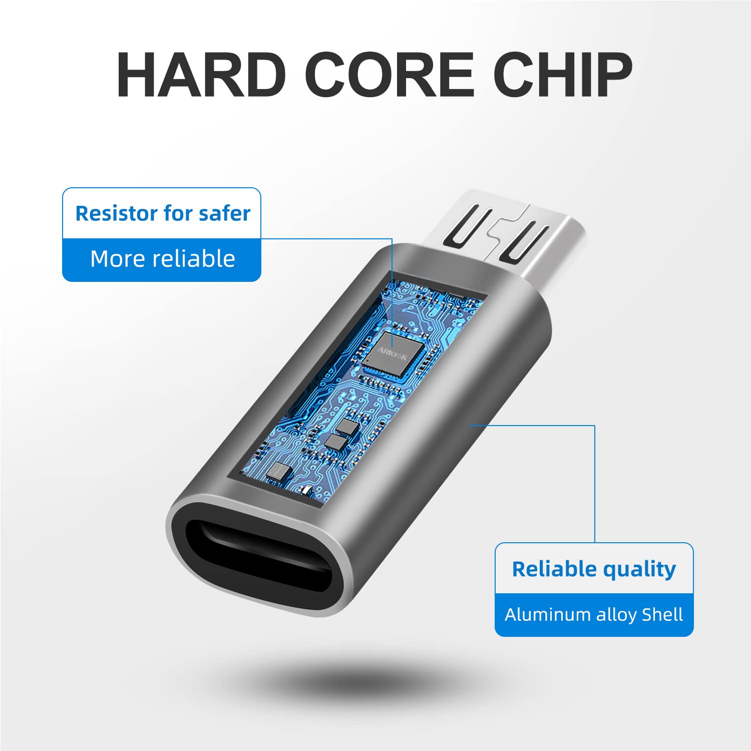 Arktek Micro Usb Adapter - Micro Usb (Male) To Type C (Female) Convert Connector With 56K Resistor Data Sync Charging Converter