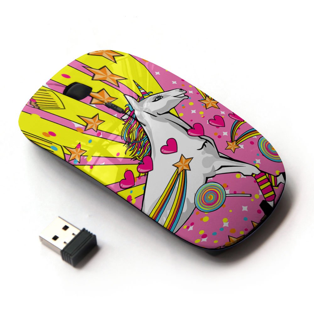 Koolmouse [ Optical 2.4G Wireless Mouse ] [ Unicorn Dreamworld Colorful Art White Heart Star ]