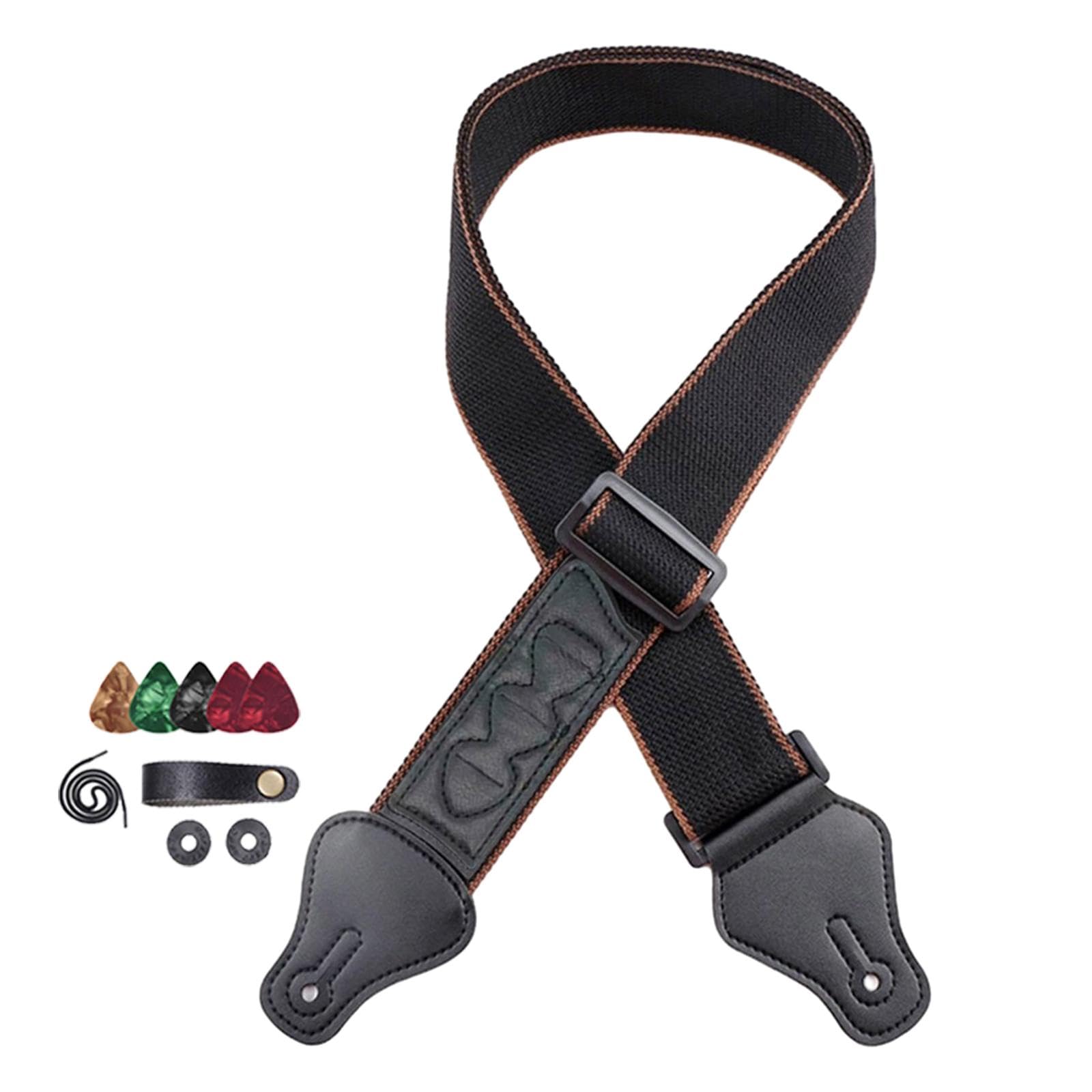 MERISHOPP Guitar Strap with Pick Holders Guitar Shoulder Straps Belts for Bass Guitars black|AcousticElectric Guitar|Electric G