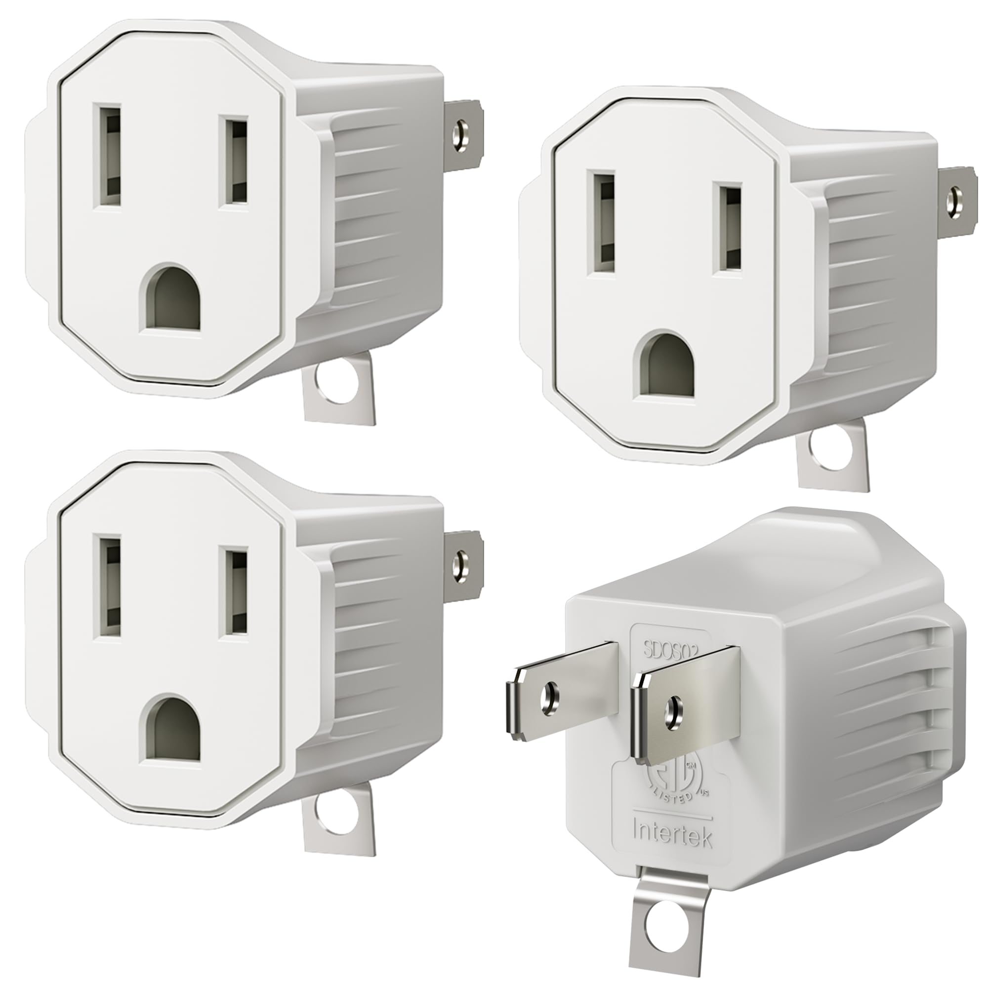 3 Prong to 2 Prong Adapter, ETL Listed Polarized Grounding Converter, Portable Plug Adapter, 3 Pin to 2 Pin Power Adapter for Wa