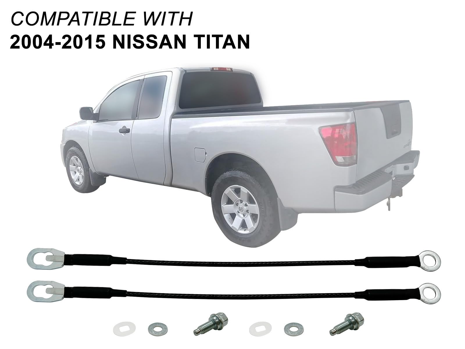 Apa Replacement Tailgate Cable 18 With Hardware For 2004-2015 Titan Truck Pair Of 2 904607S200