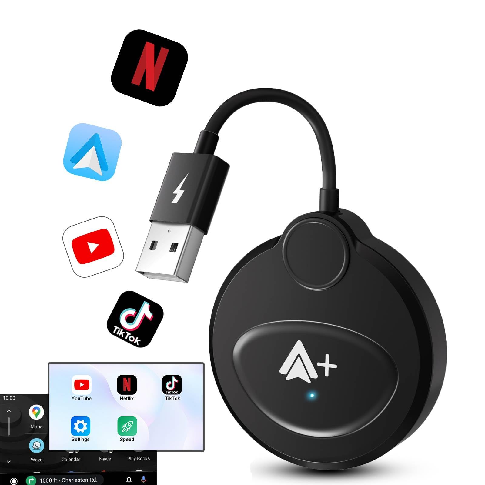 Android Auto Wireless Adapter Support Netflix Youtube Tiktok, Latest Wireless Android Auto Car Adapter For Factory Wired Android