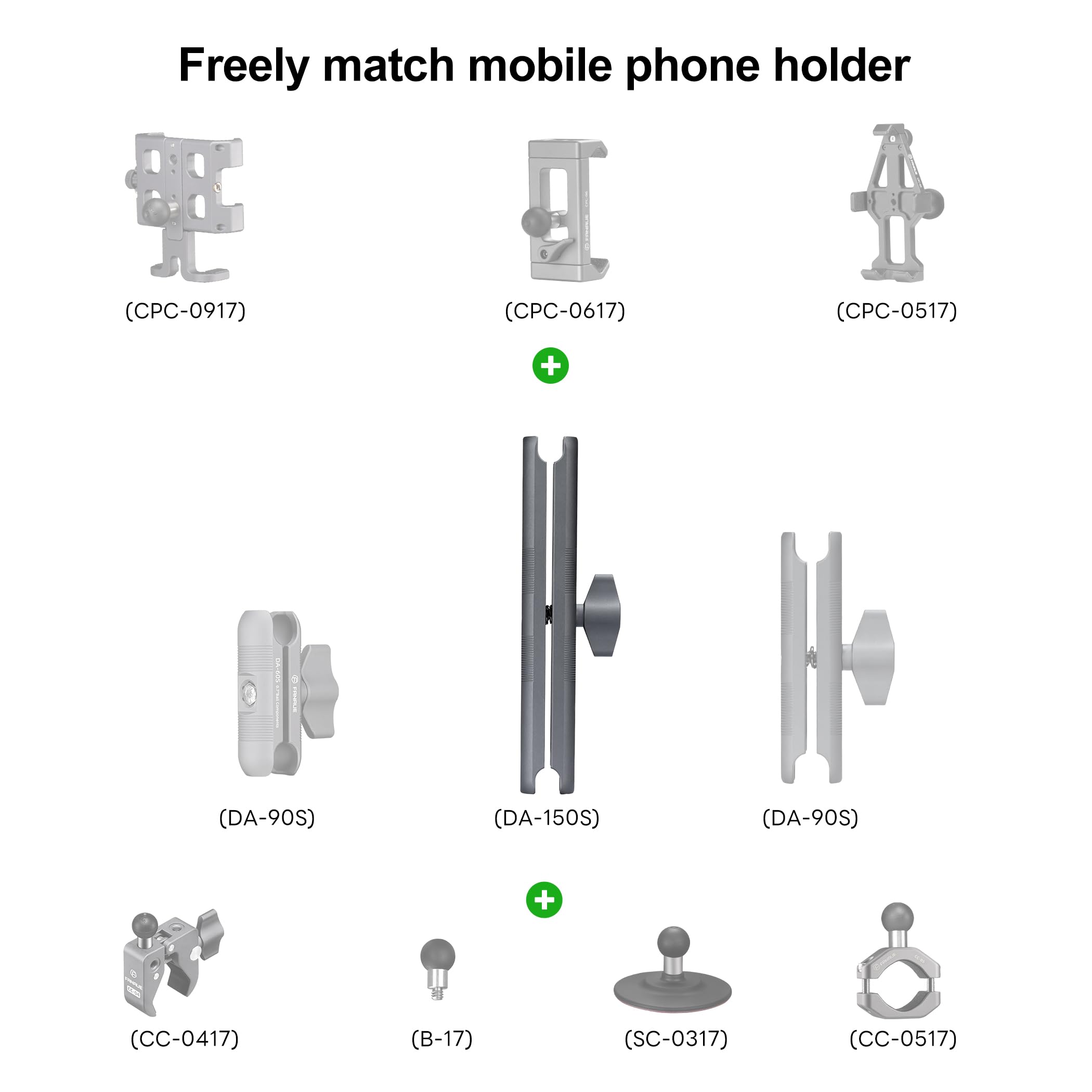 Fanaue Aluminum 17Mm Ball Head Double Socket Arm Only Supports Connects Of 0.67'' Ball Head Adapter Compatible With Ram Mount 17