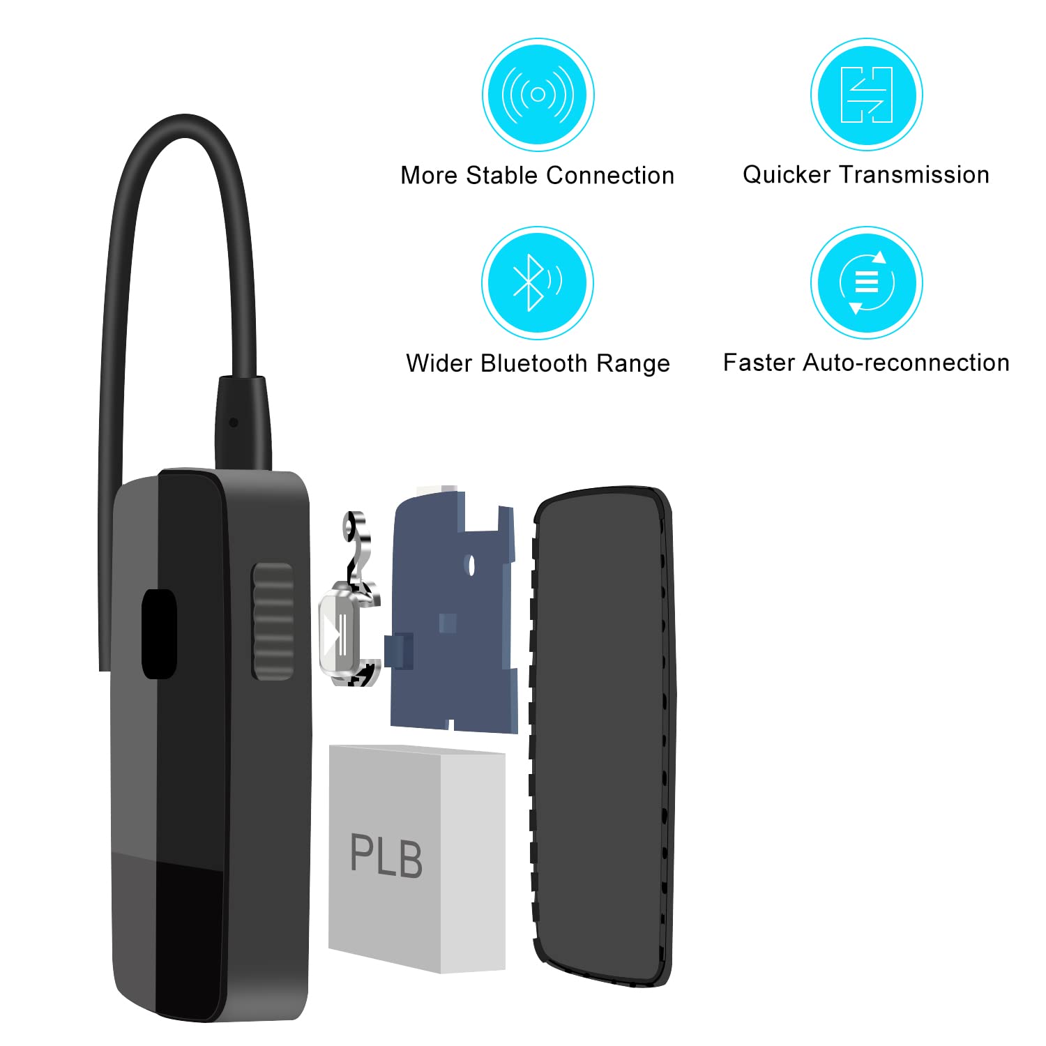 Idigmall Advanced Bluetooth 5.3 Receiver For Home Stereo Hifi Music Streaming,Mini Wireless Audio Adapter For Car Speaker With 3