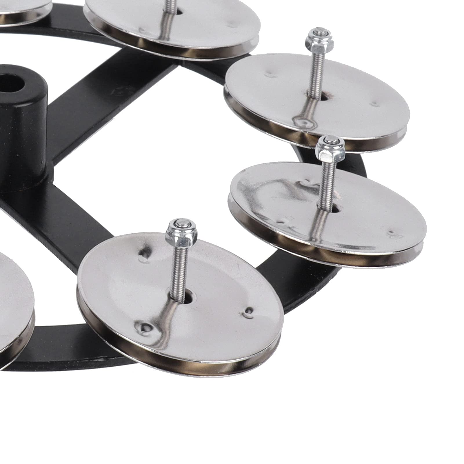 Ubersweet Drum Accessories, Lightweight Nine Metal Jingle Pieces Black Drum Cymbal HiHat Tambourine Smallsize for Drum Instrume