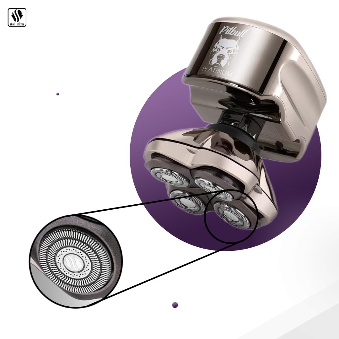 Skull Shaver Pitbull Platinum Pro:Head Shaver For Men   Bald Head Shavers With Wet/Dry Technology, Ergonomic Design, Travel Lock