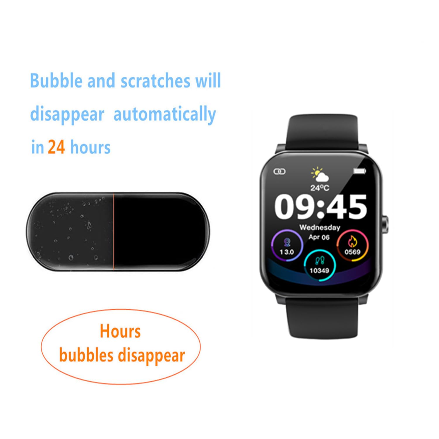 Aemus Screen Protector Compatible For Qonbink L70 Smart Watch 1.85'' (6 Pack) Clear Tpu Soft Film, Compatible For Jacoosa Fitnes