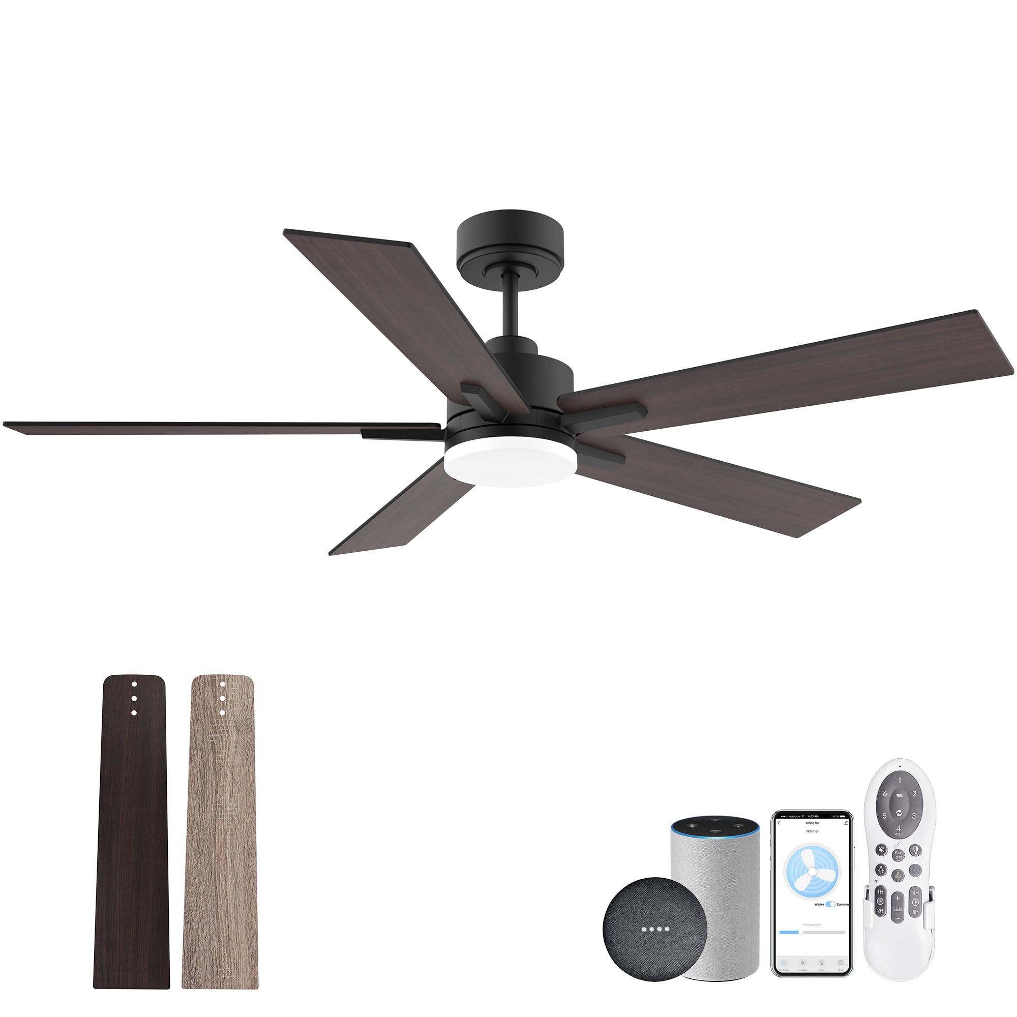 Lorpies 52    Smart Ceiling Fan With Lights Remote,Ultra Silent Dc Motor,Control Via Alexa Google Voice App Wifi,Outdoor Indoor