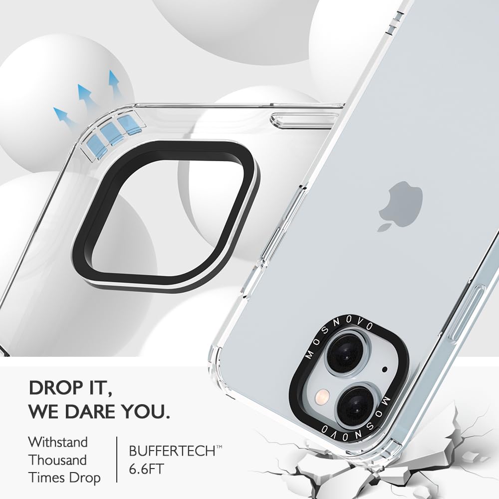 Mosnovo Case For Iphone 15 Plus, [Buffertech 6.6Ft Military Grade Drop Protection] [Anti Peel Off Tech] Clear Tpu Bumper Phone C