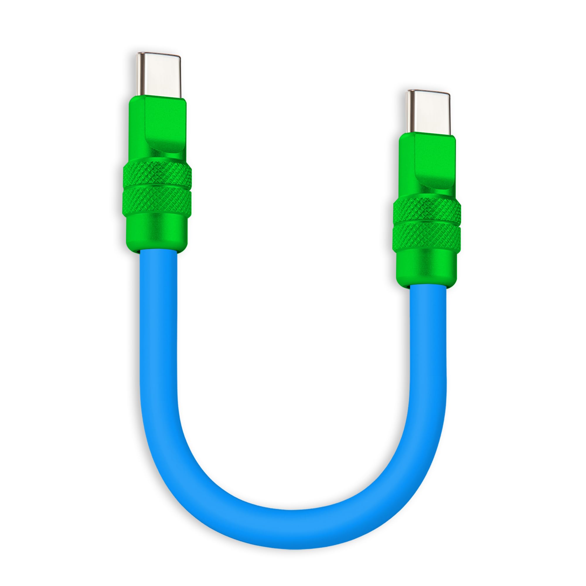 chubbycable 240W Short USB C to C Charging Cable, Blue+Green, 0.82FT