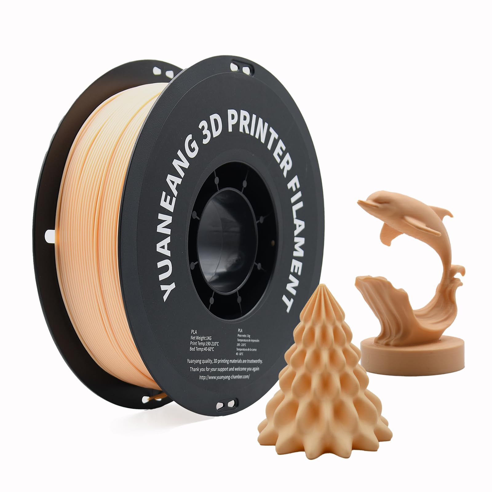YUANEANG Skin PLA 3D Printer Filament 1.75mm, 1kg Spool, Natural Beige Color, 0.03mm Precision, Low-Warp & Easy Printing, Ideal 