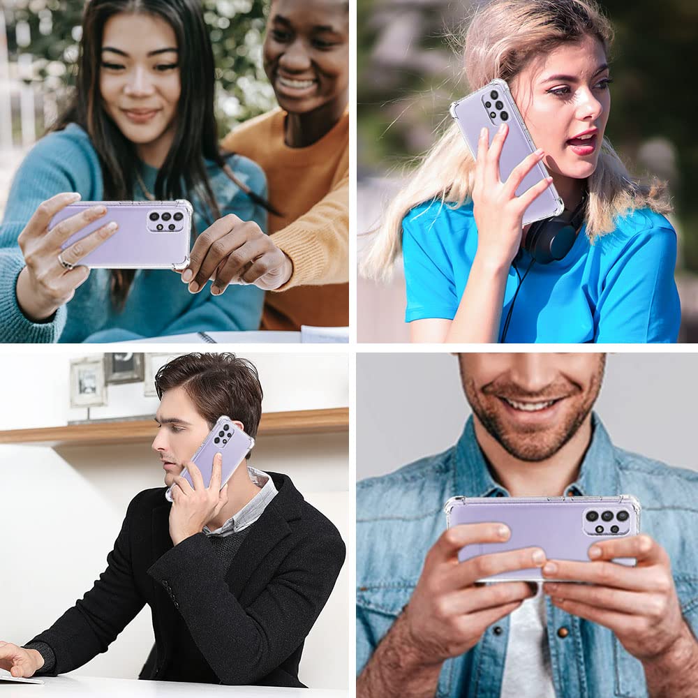 For Samsung A52 Case, Galaxy A52 5G Case With Screen Protector, Shockproof Crystal Clear Slim Soft Silicone Tpu Protective Phone