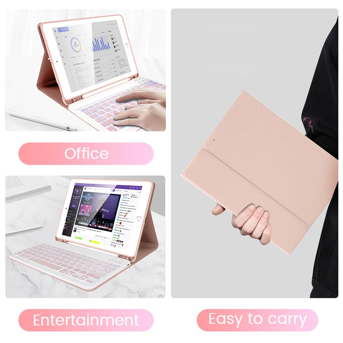 Soppy Keyboard Case For Ipad 9Th/8Th/7Th Generation, 7 Color Backlit Keyboard Case For 10.2 In Ipad (2021/2020/2019)&10.5In (Ipa