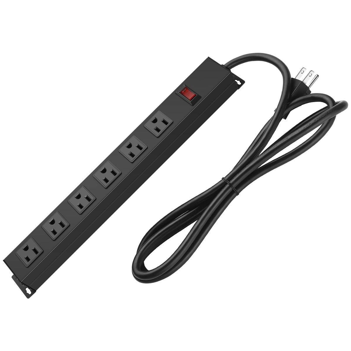 Metal Wall Mount Power Strip, Mountable Power Outlet With 6 Ac Outlets, Aluminum Alloy Mount Power Socket With Switch, 15 Ft Sjt