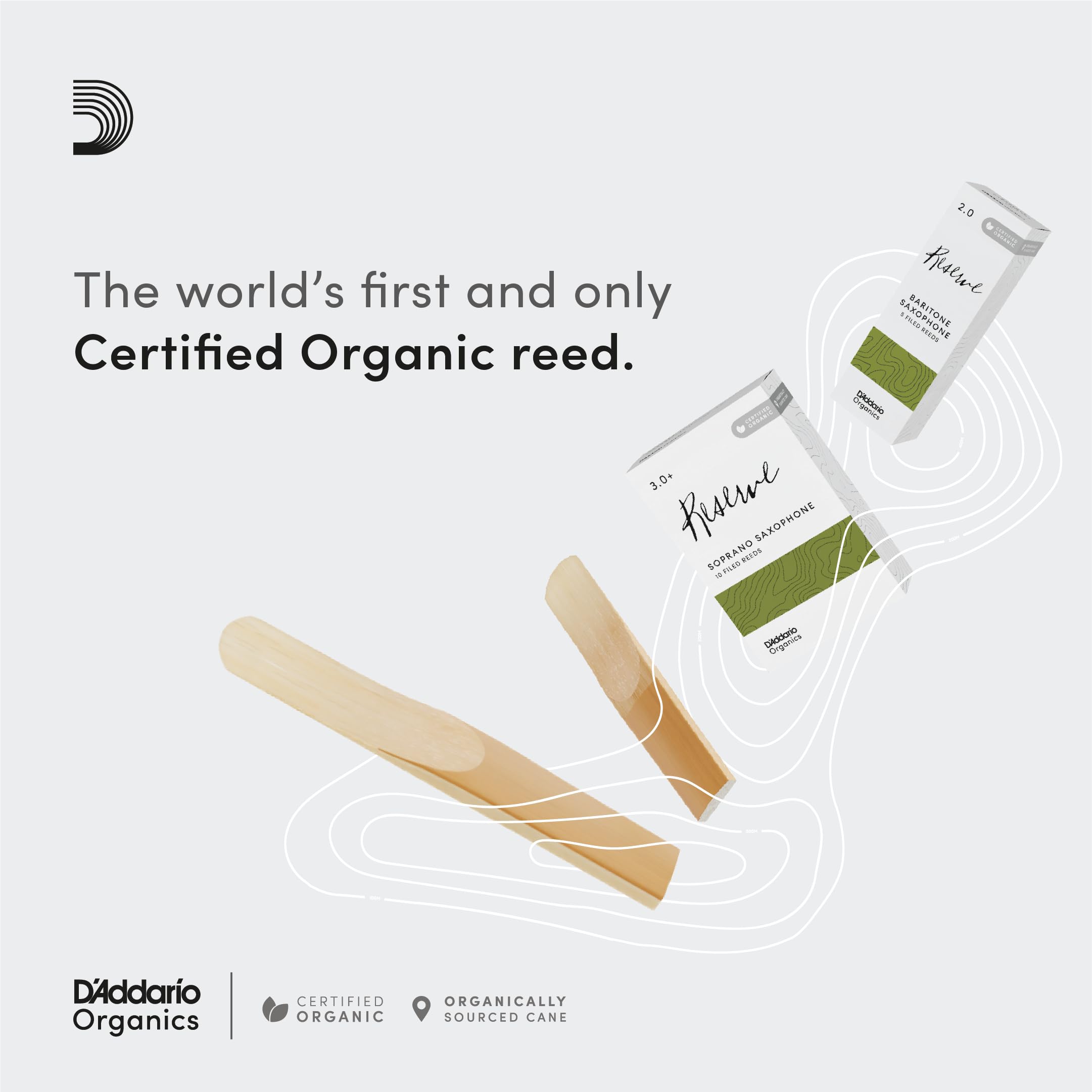 Daddario Organic Reserve Alto Saxophone Reeds   Filed, Strength 2.5, 3 Pack