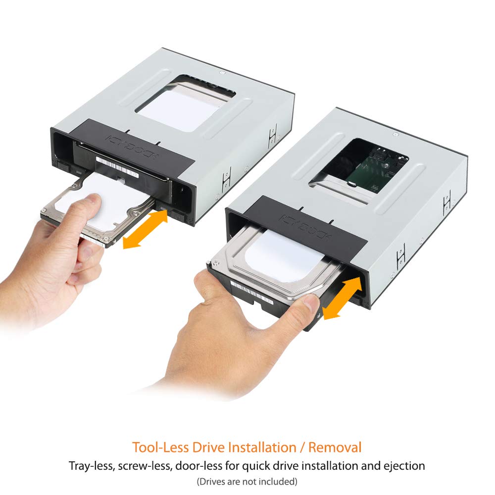 ICY DOCK Tray-Less SATA SSD/HDD Docking Enclosure for 5.25" Drive Bay | Model MB795SP-B | Compatible with 2.5" & 3.5