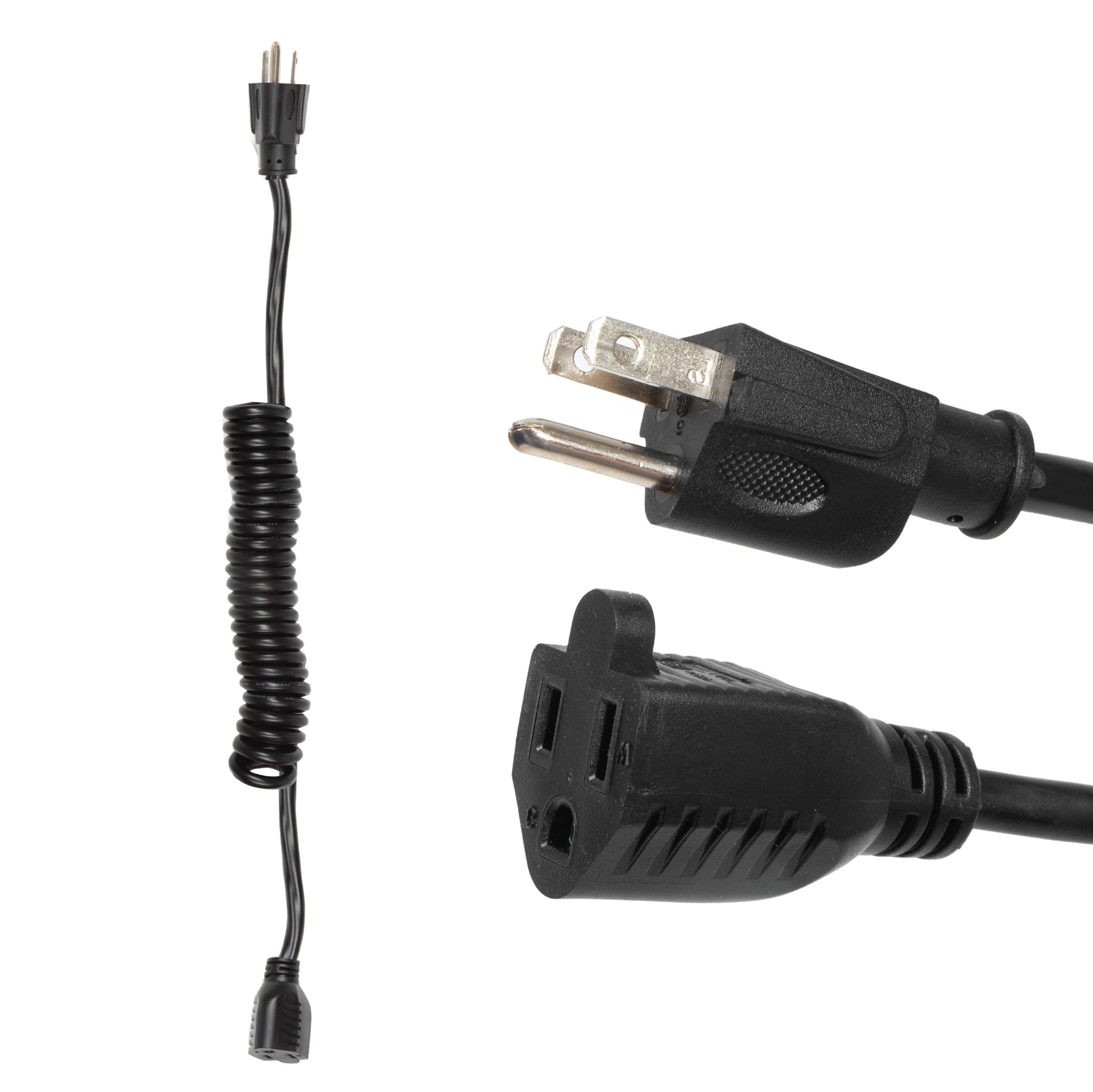 Iron Forge Cable Sjeow Black Outdoor Coiled Extension Cord 10 Ft,13 Amp Oil Resistant & Flame Retardant 3 Prong Coiled Electrica