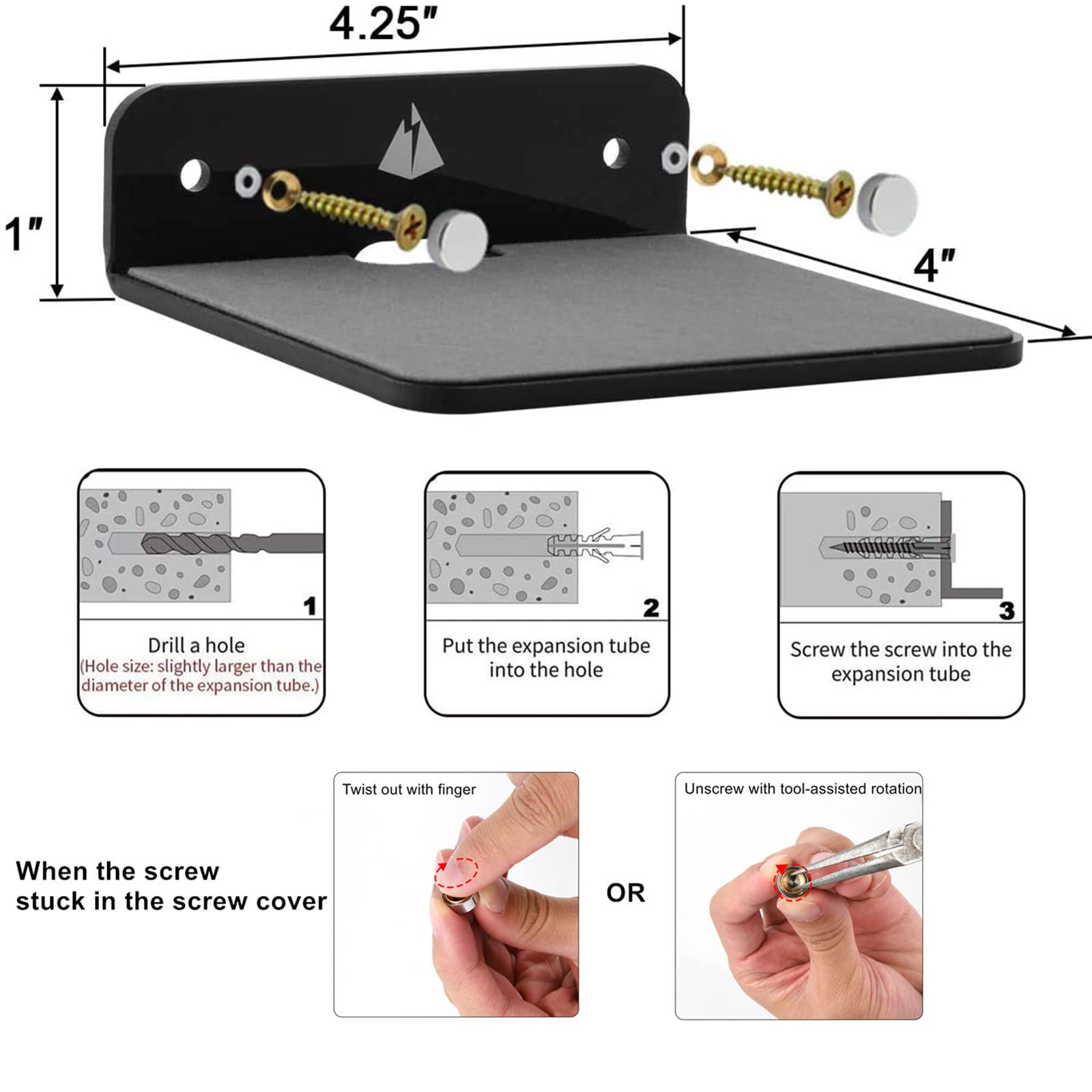 Txesign Small Wall Shelf Speaker Stand, Small Shelf Speaker Mount For Bluetooth Speaker, Webcam, Cell Phones, Mesh Router, Displ