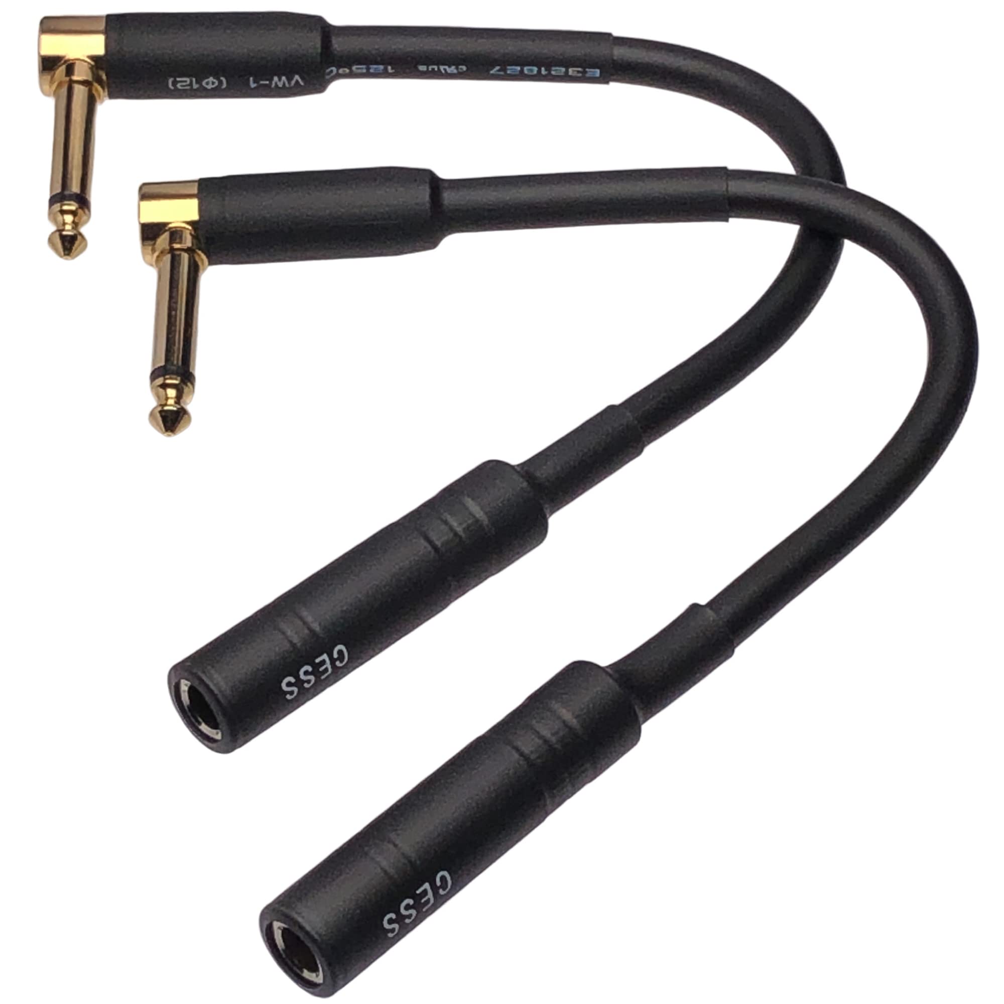 Cess 090 Low Noise Right Angle 1/4 Ts Male To Female Guitar Extension Cable, 2 Pack