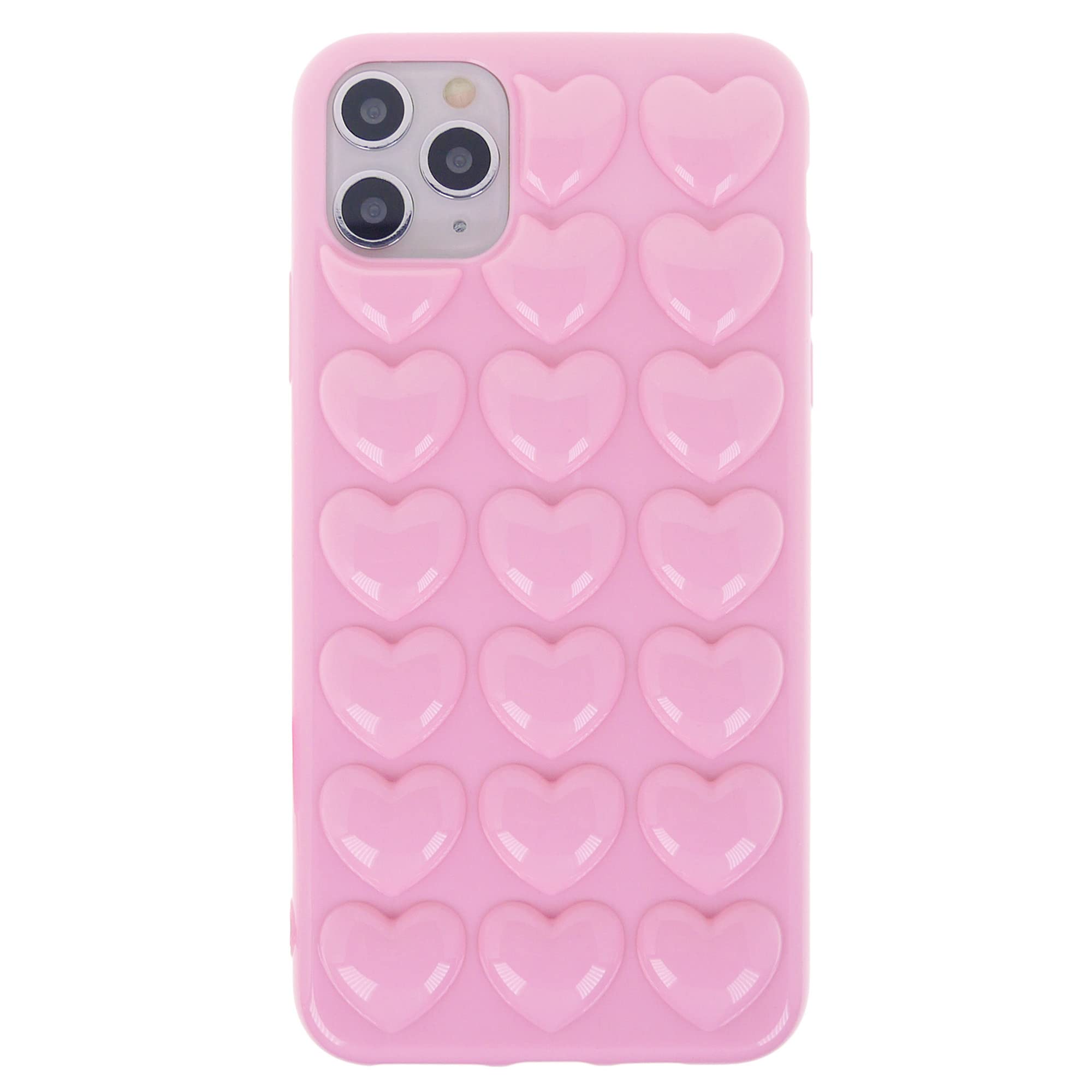 DMaos for iPhone 11 Case for Women, 3D Pop Bubble Heart Kawaii Gel Cover, Cute Girly for iPhone11 6.1 inch - Pink