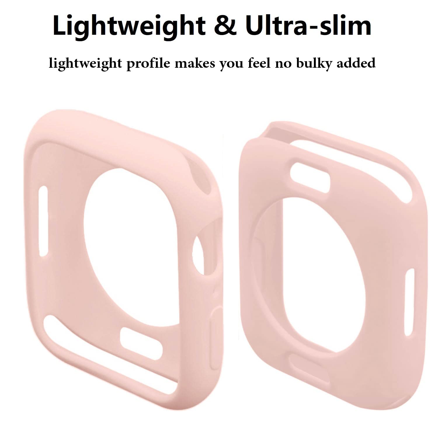 Hontao Ultra Thin Soft Tpu Shockproof Bumper Case For Iwatch Apple Watch Series 9/8/7 Sand Pink 45Mm