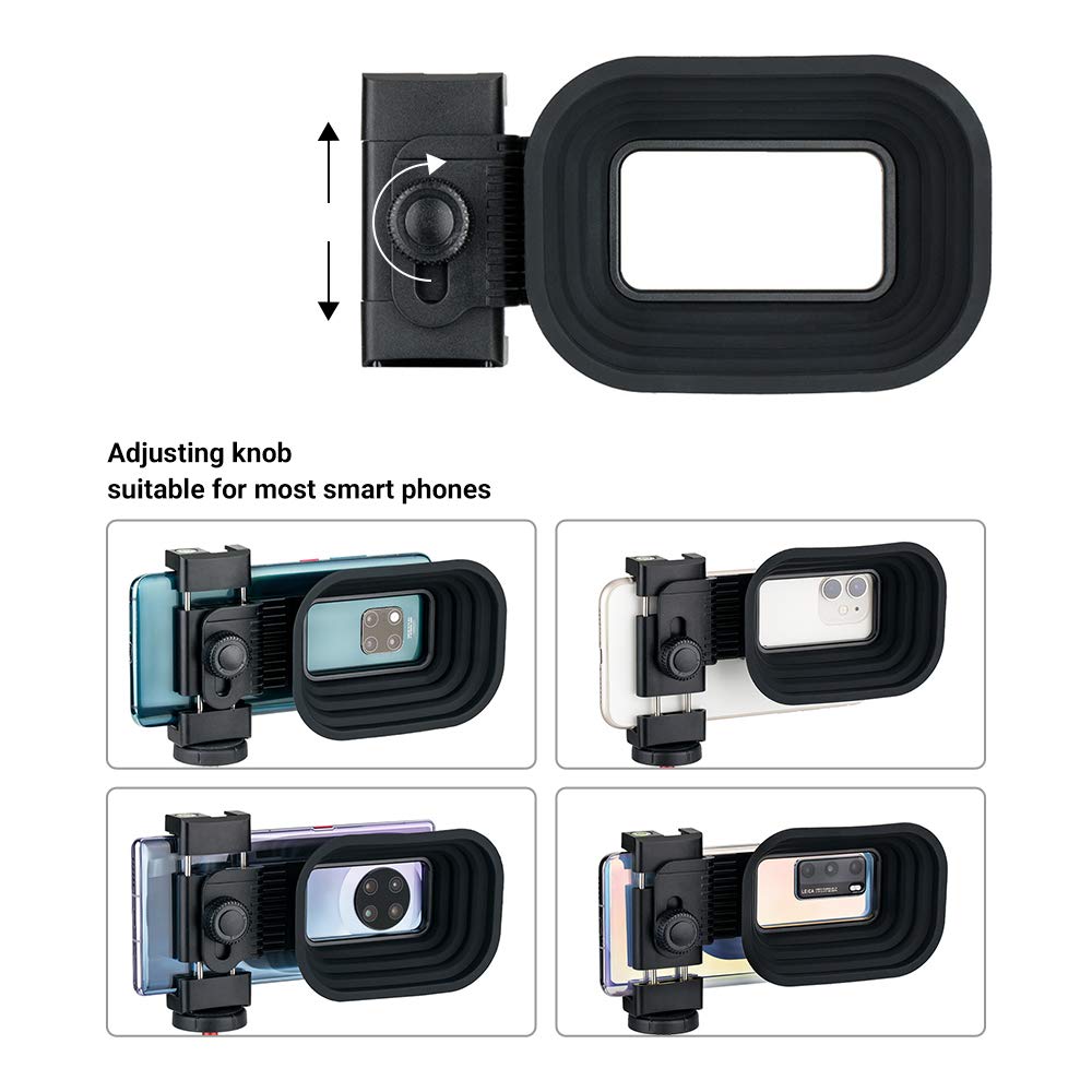 Universal Anti Reflection Camera Lens Hood For Iphone 15 14 13 12 Series Samsung Android,Adjustable Clamp Phone Tripod Mount Wit