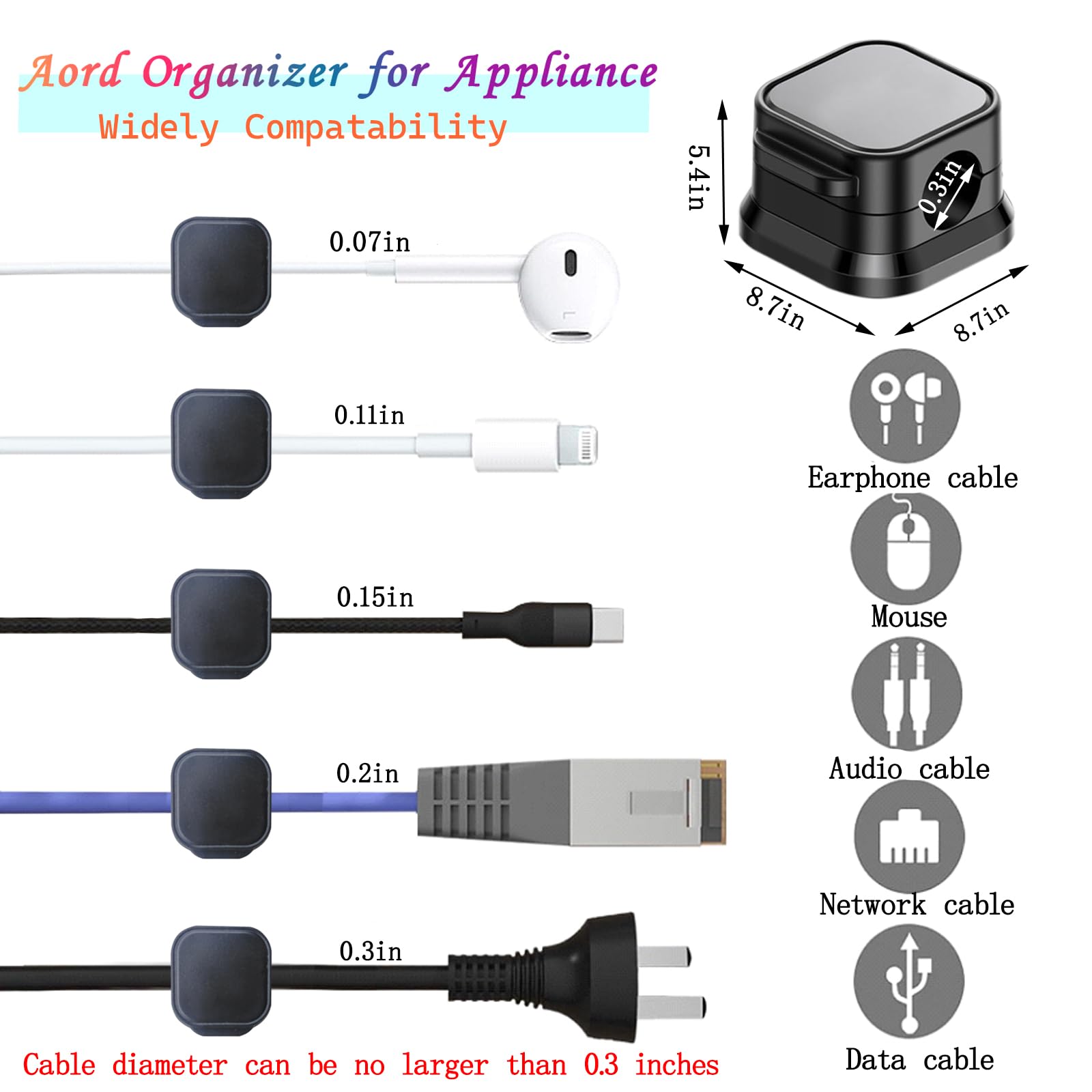 Kisajar 12 Pcs Magnetic Cable Clips (6 Black And 6 White) Cable Management,Adhesive Cord Organizer,Wire Keeper Cord Holder For O