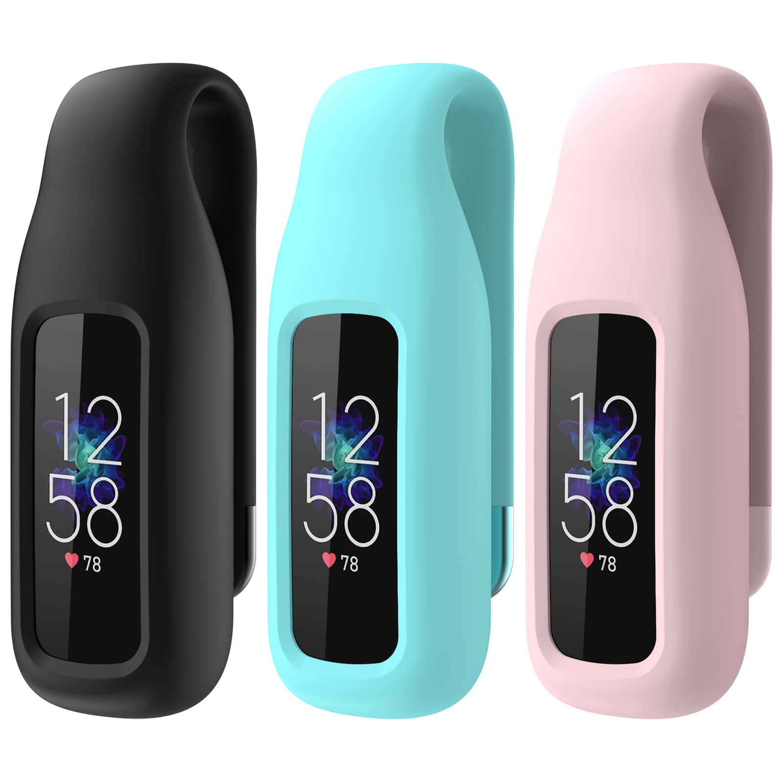 Eeweca 3 Pack Clip For Fitbit Luxe, Clip Holder Compatible With Fitbit Luxe, Black + Teal + Soft Pink