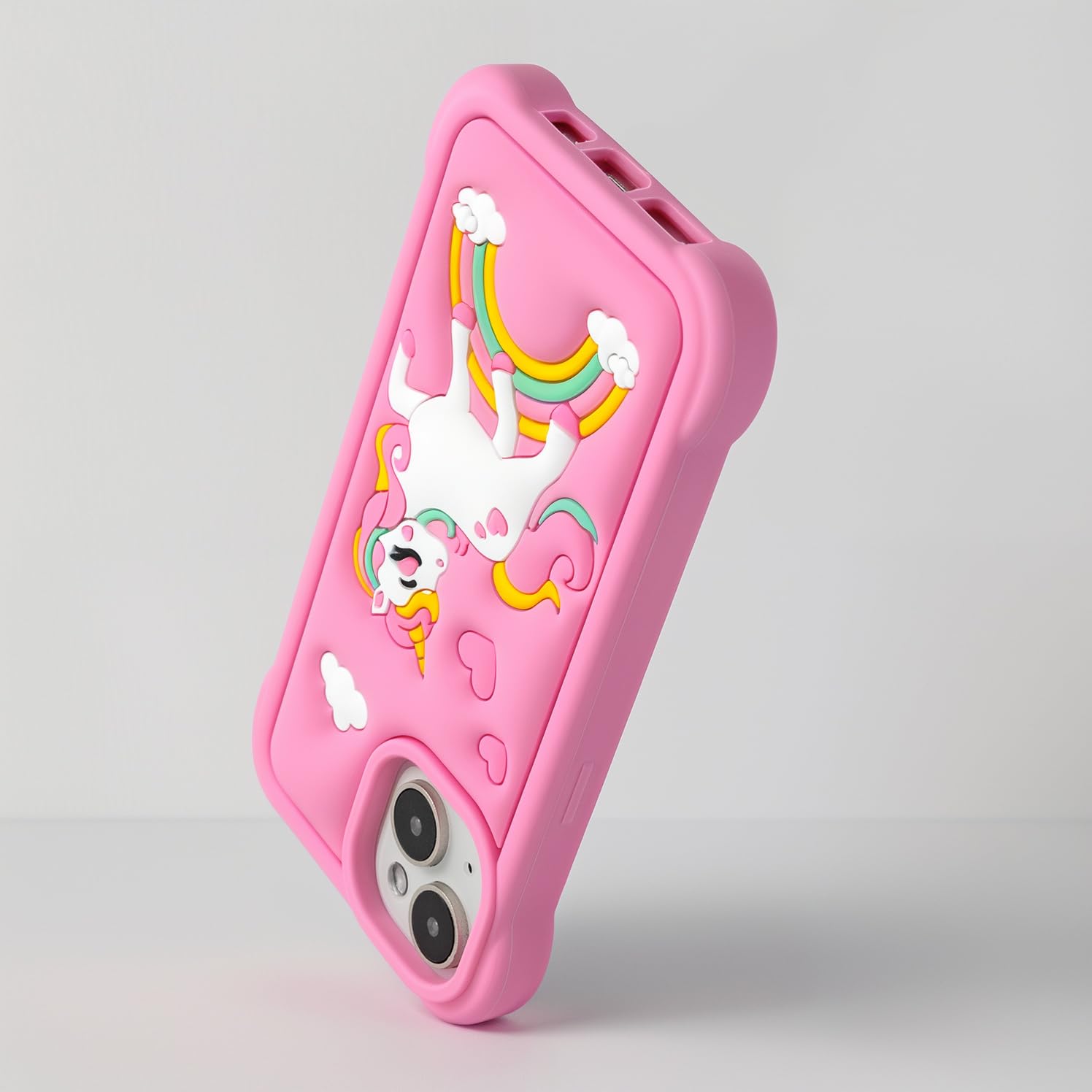 Mouzor Cute Rainbow Unicorn Case Compatible With Iphone 13 Case, Pink Horse Iphone 14 Cases, Iphone 15 Kawaii Animals 3D Cartoon