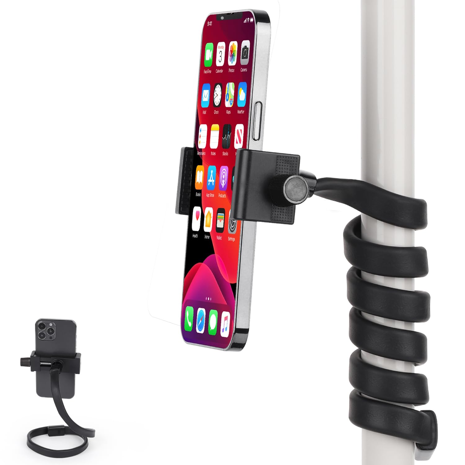 Mippko Portable Flexible Cell Phone Holder Stand For Shopping Cart/Treadmill/Stroller/Elliptical/Car/Bike,Compatible With 3.5~7.