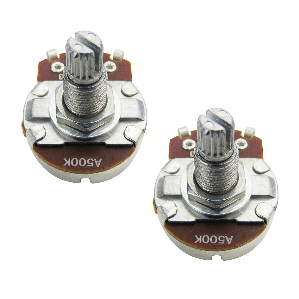 Fleor 2Pcs Full Size Guitar Volume Pot 18Mm Shaft Audio Taper Guitar Potentiometer A500K