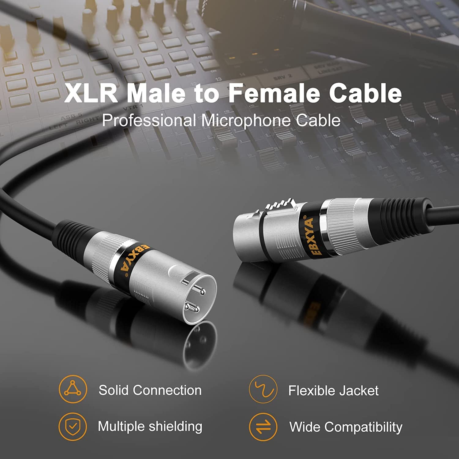 Ebxya Xlr Cables 75Ft 2 Pack   Premium Balanced Microphone Cable With 3 Pin Xlr Male To Female Cable