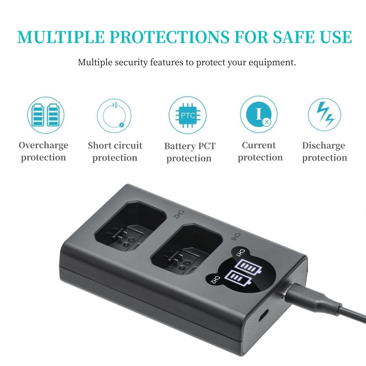 Tengdaxing Np Fw50 Battery Charger, Usb Dual Charger For Sony Alpha A6000, A6100, A6300, A6400, A6500, A3000, A5000, A5100, A7,